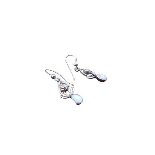 219 - A PAIR OF DROP SILVER MCKINTOSH & MOTHER PEARL EARRINGS