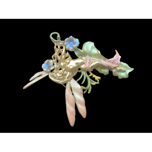 224 - LARGE ART NOVEAU STYLE FAIRY ENAMELLED BROOCH