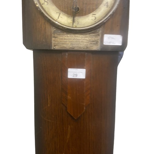 29 - OAK GRANDAUGHTER CLOCK PRESENTED TO THE DEAN OF WATERFORD 1950