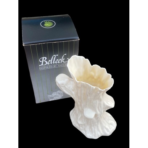 19 - A BOXED BELLEEK TREE VASE