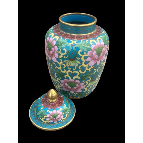 71 - A STUNNING CHINESE CLOISONNE POT WITH LID 6