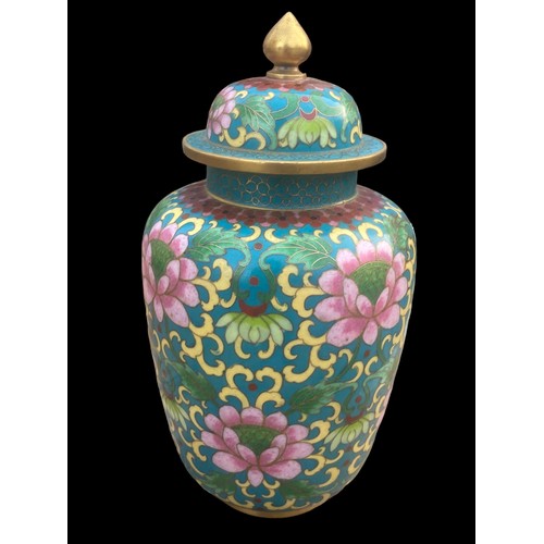 71 - A STUNNING CHINESE CLOISONNE POT WITH LID 6