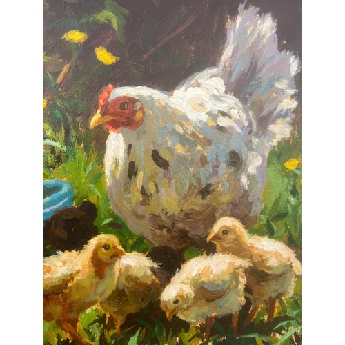 78 - MOTHER HEN A PAINTING BY DOANLD McNAUGHTON 17X19