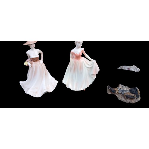 138 - 2 COALPORT LADIES & A COLLECTIBLE TEDDY FIG BOXED