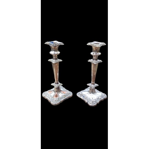 139 - PAIR OF SILVER PLATE GEORGIAN CANDLESTICKS 10