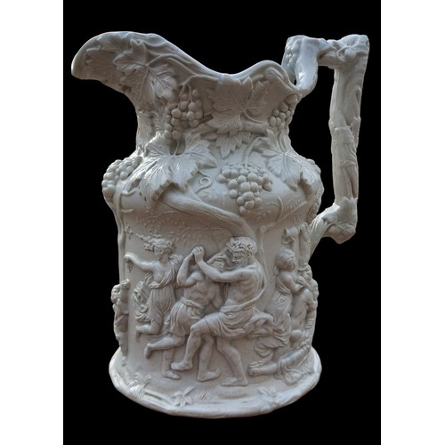 150 - AN ANTIQUE CHARLES MEIGH BUCHANLIAN DANCE/RUBENS STONEWWARE MOULDED JUG 1844 (KITE MARK TO BASE) 9