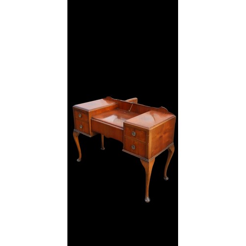 155 - WALNUT DROP WELL Q.A LEG DRESSING TABLE