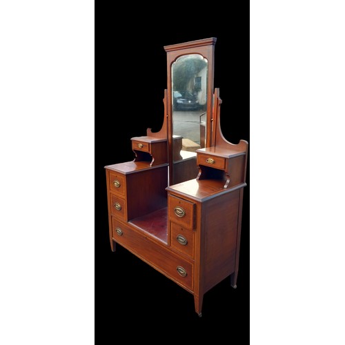 172 - ANTIQUE INLAID DROP WELL DRESSING TABLE