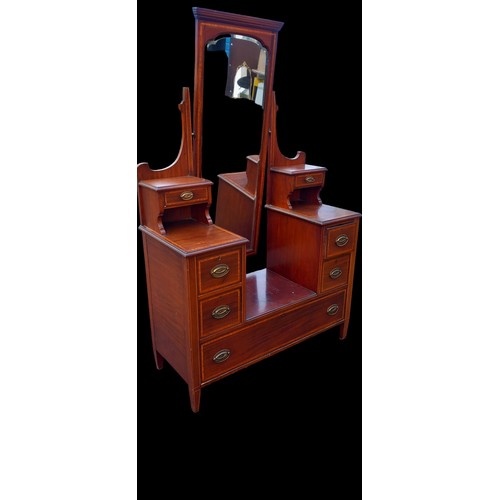 172 - ANTIQUE INLAID DROP WELL DRESSING TABLE