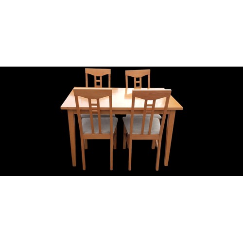 178 - A BEECH TABLE & 4 CHAIRS