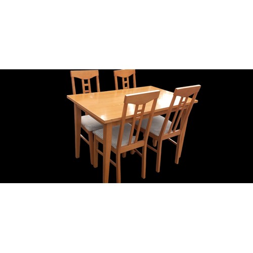 178 - A BEECH TABLE & 4 CHAIRS