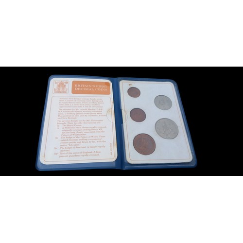 239 - 1970 CASED COINS AND CASED BRITAINS 1ST DECIMAL COINS