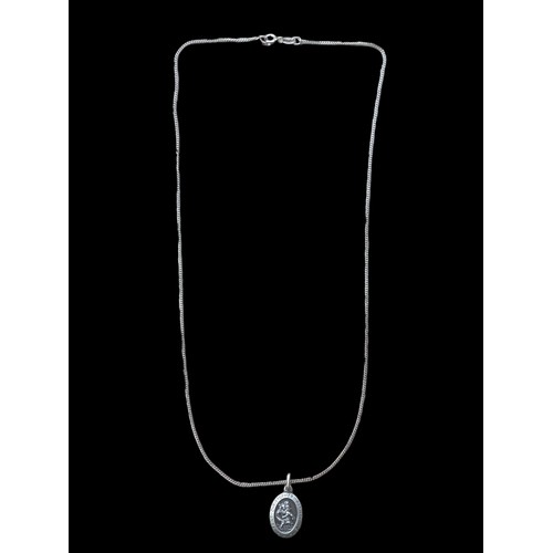 241 - A SILVER ST CHRISTOPHER PENDANT ON SILVER CHAIN