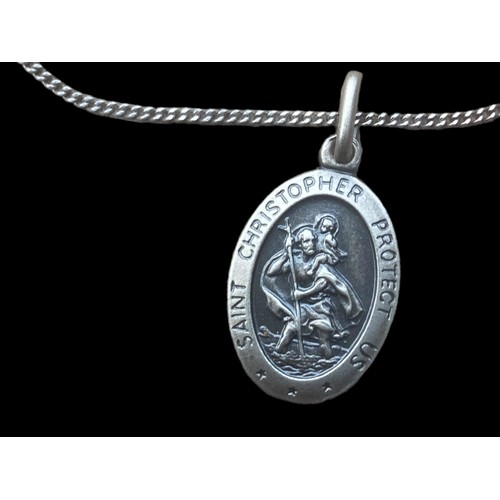 241 - A SILVER ST CHRISTOPHER PENDANT ON SILVER CHAIN