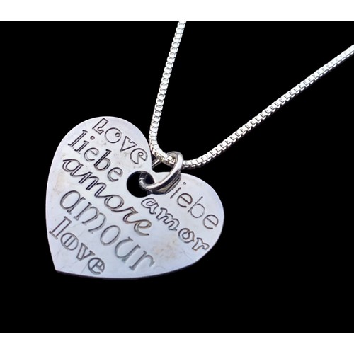243 - A SILVER LOVE LOVE PENDANT ON SILVER CHAIN