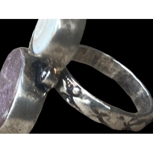 244 - AN UNUSUAL SET NATURAL STONE SILVER RING
