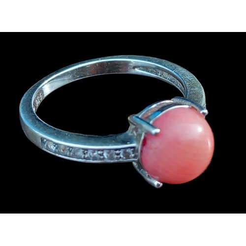 248 - SILVER GEM SET CORAL RING