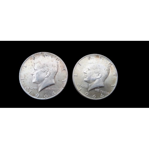 249 - 2 SILVER AMERICAN HALF DOLLARS 1964