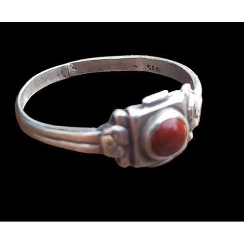 258 - ORNATE CORAL SILVER RING