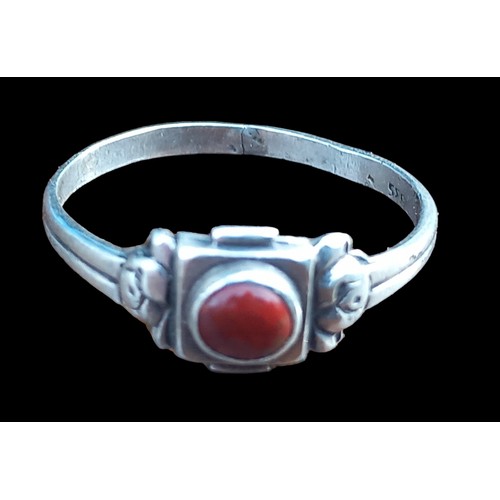 258 - ORNATE CORAL SILVER RING
