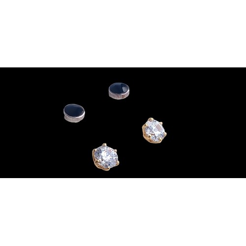 275 - 2 PAIR OF SILVER EARRINGS ..JET AND SOLITAIRE