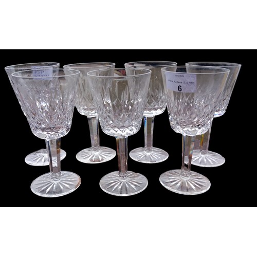 6 - A LOT OF 7 WATERFORD CRYSTAL GLASS ON STEMS