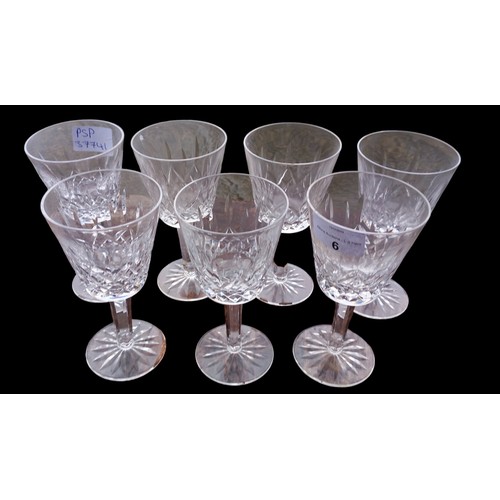 6 - A LOT OF 7 WATERFORD CRYSTAL GLASS ON STEMS