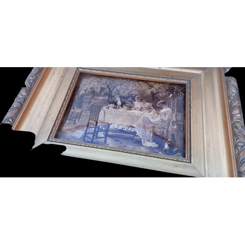 284 - 2 COURTING GENT CRYSTOLEUMS IN FANTASTIC ANTIQUE GILT FRAMES 14 x 17