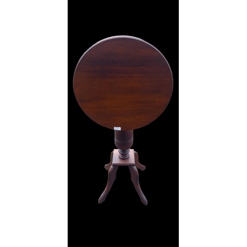 288 - ANTIQUE OAK TILT TOP TABLE ON QUAD BASE 19