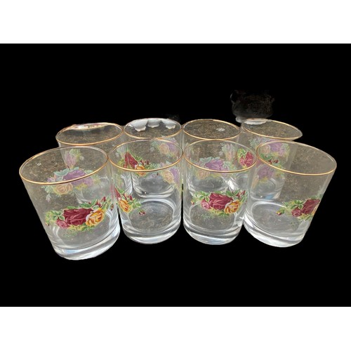 290 - 8 OLD COUNTRY ROSE PATTENED GLASSES