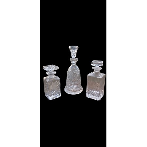 291 - 3 MIXED QUALITY CRYSTAL DECANTERS