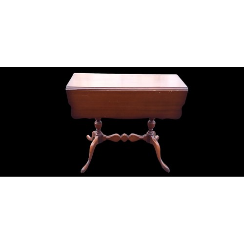 293 - VINTAGE TWIN PEDESTAL DROP LEAF COFFEE TABLE