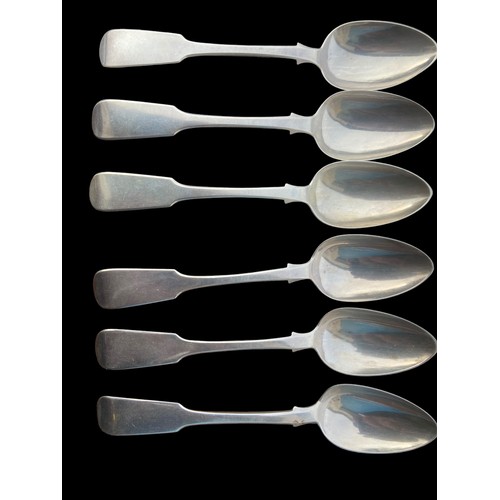 530 - A SET OF 6 VICTORIAN SILVER SPOONS MAKER D McD 208grm