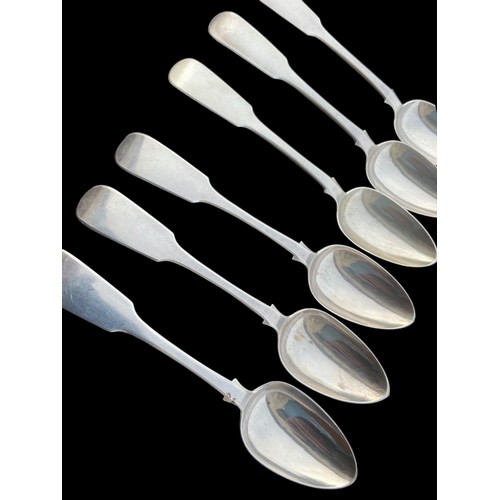 530 - A SET OF 6 VICTORIAN SILVER SPOONS MAKER D McD 208grm