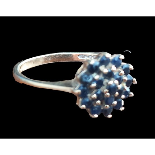 531 - 9ct GOLD SAPPHIRE CLUSTER RING