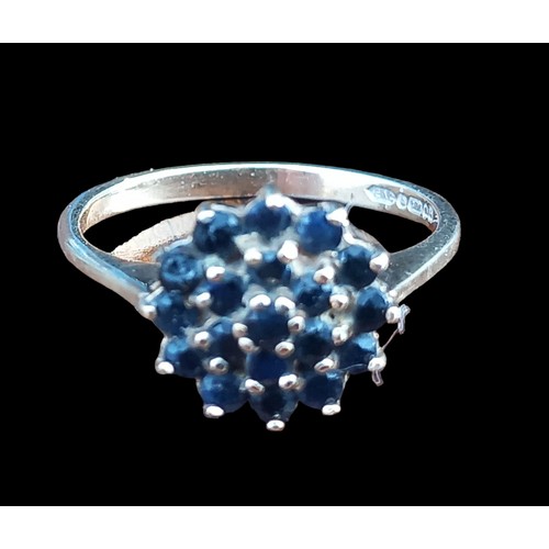 531 - 9ct GOLD SAPPHIRE CLUSTER RING