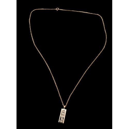 536 - 9ct GOLD IGNOT ON 9ct GOLD CHAIN