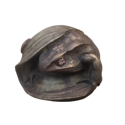 547 - A St PETERSBURG RUSSIAN FROG PAPERWEIGHT/ORNAMENT IN BRONZE FINISH ART NOVEAU STYLE WITH MARKINGS TO... 