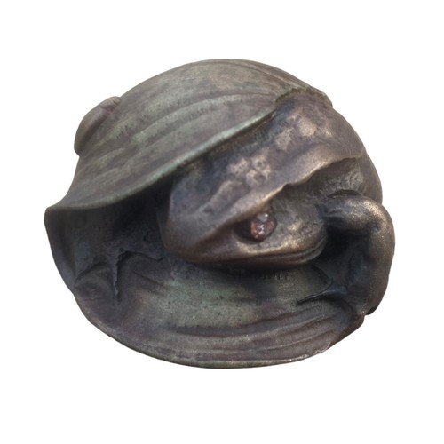547 - A St PETERSBURG RUSSIAN FROG PAPERWEIGHT/ORNAMENT IN BRONZE FINISH ART NOVEAU STYLE WITH MARKINGS TO... 