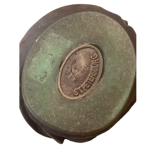 547 - A St PETERSBURG RUSSIAN FROG PAPERWEIGHT/ORNAMENT IN BRONZE FINISH ART NOVEAU STYLE WITH MARKINGS TO... 
