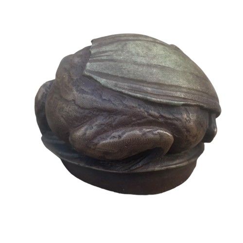 547 - A St PETERSBURG RUSSIAN FROG PAPERWEIGHT/ORNAMENT IN BRONZE FINISH ART NOVEAU STYLE WITH MARKINGS TO... 