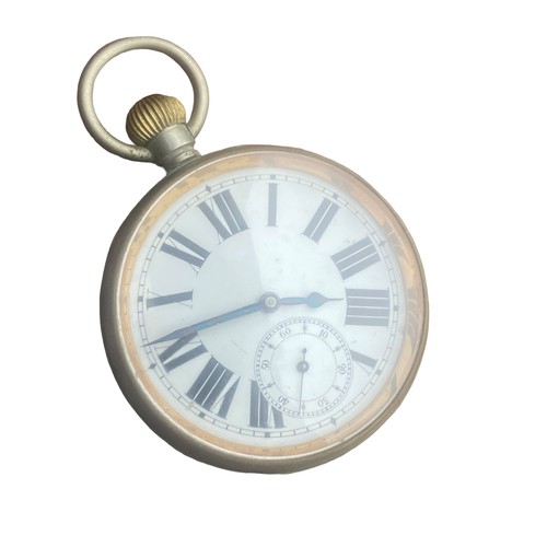 551 - A BEAUTIFUL GOLIATH ARGENTAN POCKET WATCH WITH OPEN ESCAPEMENT BACK UNDER GLASS