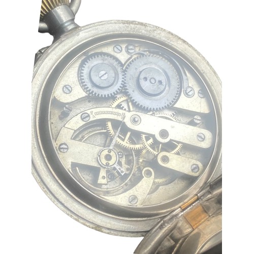 551 - A BEAUTIFUL GOLIATH ARGENTAN POCKET WATCH WITH OPEN ESCAPEMENT BACK UNDER GLASS