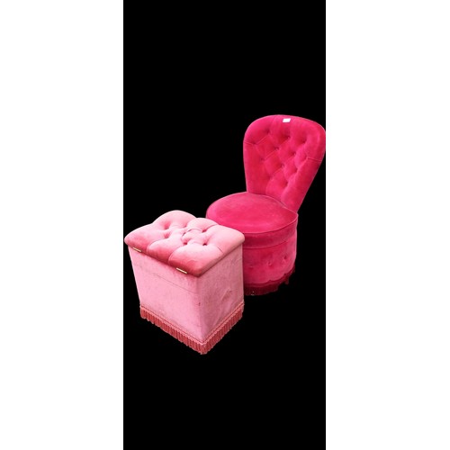 696 - BUTTONBACK BEDROOM CHAIR AND STORAGE POUFEE