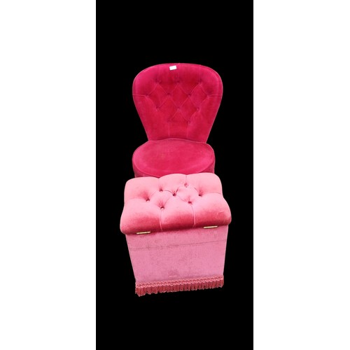 696 - BUTTONBACK BEDROOM CHAIR AND STORAGE POUFEE