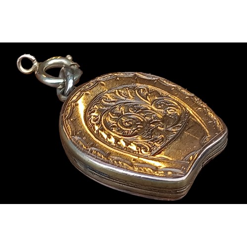 580A - AN ANTIQUE GOLD & BLOOD STONE HORSE SHOE LOCKET