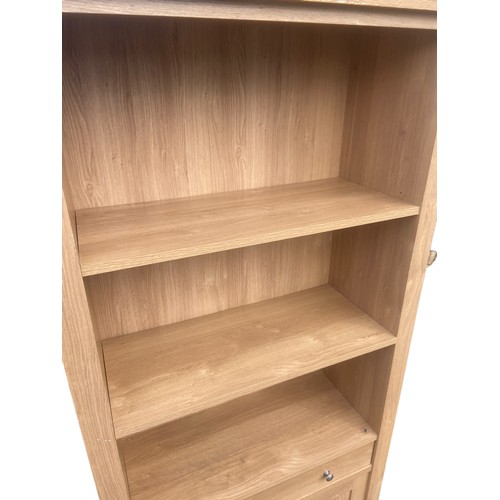 32 - OAK BOOKSHELF WITH CUPBOARD AND 1 DRAWER