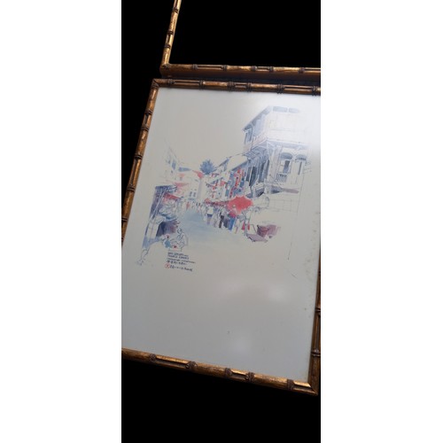 35 - SET OF 6 JAPENESE PRINTS IN BAMBOO FRAMES 10x15