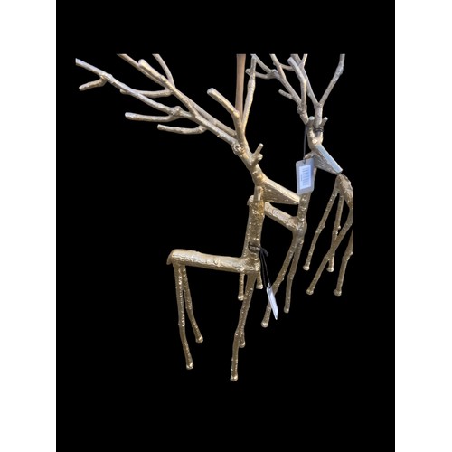 43 - 3 NEW METAL STAG ORNAMENTS IN A BRASS FINISH H26