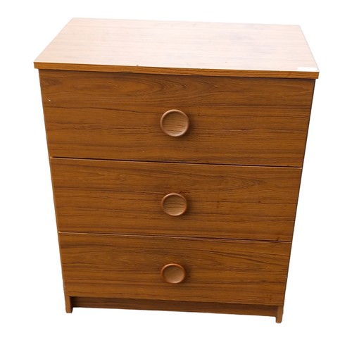 53 - RETRO TEAK 3 DRAWERR CHEST OF DRAWERS